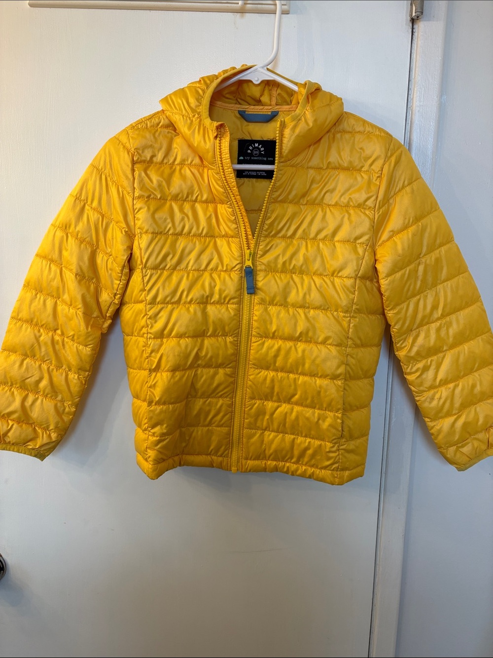 Primary Bright Yellow Hooded Puffer Jacket